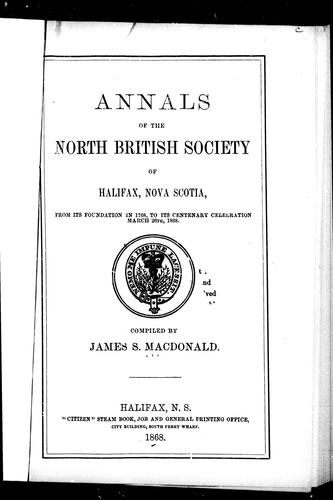 Annals of the North British Society of Halifax, Nova Scotia