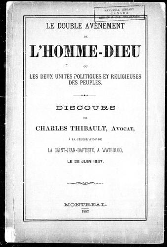 Double avènement de l'Homme-Dieu ou Les deux unités politiques et religieuses des peuples