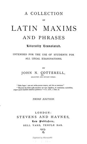 A collection of Latin maxims and phrases literally translated