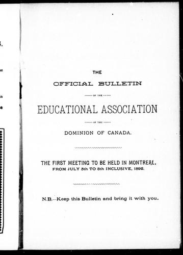 Official bulletin of the Dominion Educational Association