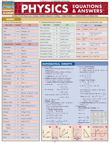 QuickStudy - Physics Equations & Answers