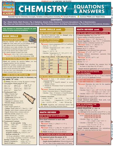 QuickStudy - Chemistry Equations & Answers