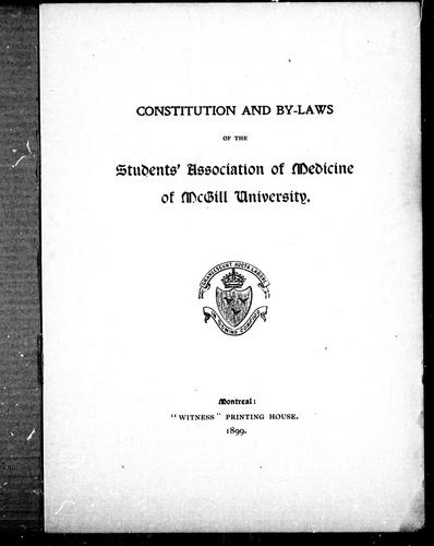 Constitution and By-Laws of the Students' Association of Medicine of McGill University