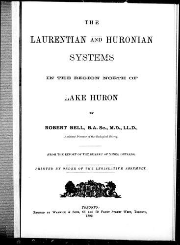 The Laurentian and Huronian systems in the region north of Lake Huron