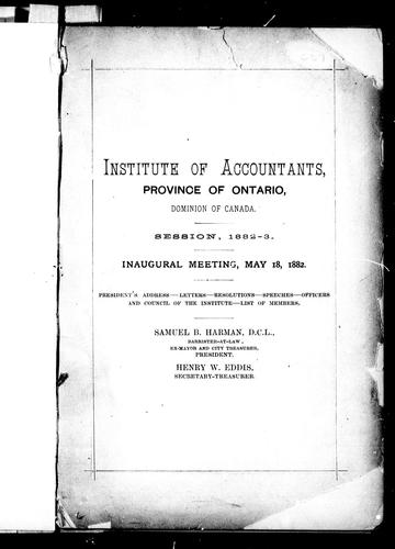 Inaugural Meeting, May 18, 1882