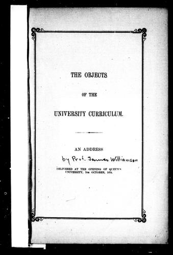 The Objects of the University Curriculum