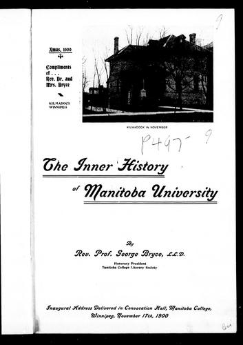 The inner history of Manitoba University