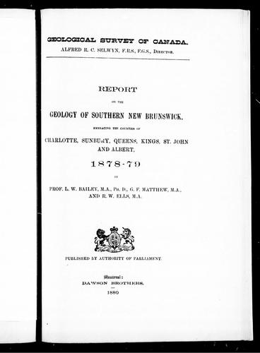 Report on the Geology of Southern New Brunswick
