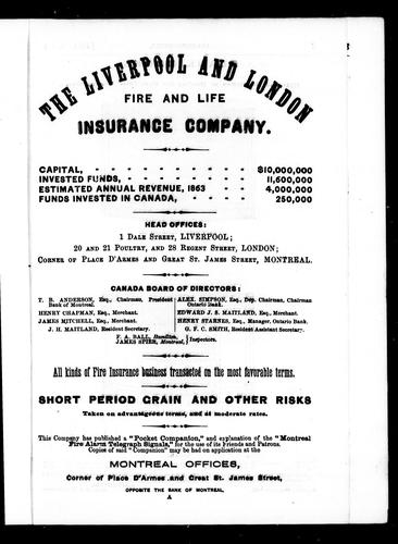 The British North American Almanac and Annual Record for the Year 1864