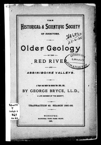 Older Geology of the Red River and Assiniboine Valleys