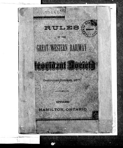Rules of the Great Western Railway Provident Society