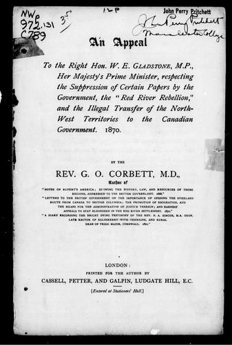 An Appeal to the Right Hon. W.E. Gladstone, M.P., Her Majesty's Prime Minister