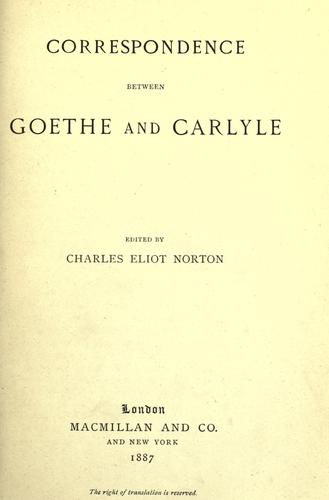 Correspondence between Goethe and Carlyle