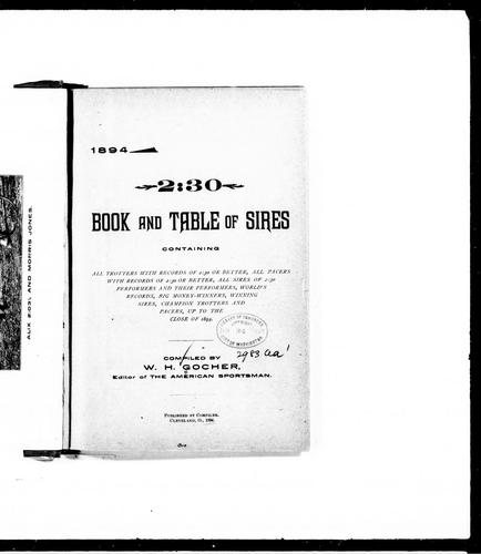 2:30 book and table of sires