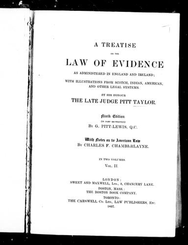 A treatise of the law of evidence as administered in England and Ireland