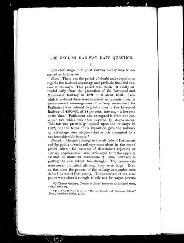 The English Railway Rate Question