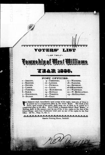Voters' list of the township of West Williams