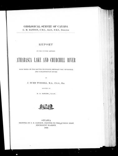 Report on the country between Athabasca Lake and Churchill River