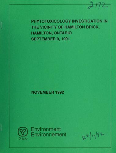 Phytotoxicology investigation in the vicinity of Hamilton Brick, Hamilton, Ontario, September 9, 1991