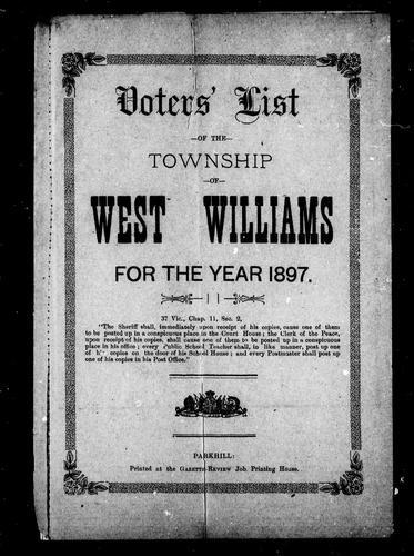 Voters' list of the township of West Williams for the year 1897