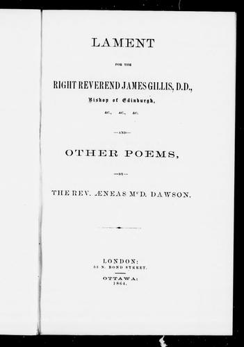 Lament for the Right Reverend James Gillis