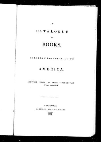A catalogue of books relating principally to America