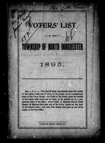 Voters' List of the Township of North Dorchester, 1895