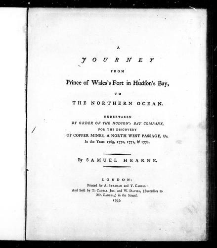 A Journey from Prince of Wales's Fort, in Hudson's Bay, to the Northern Ocean