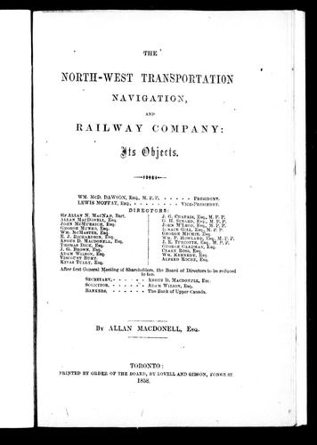 The North-West Transportation, Navigation and Railway Company