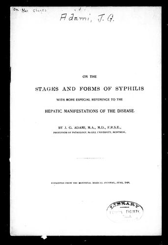 On the Stages and Forms of Syphilis