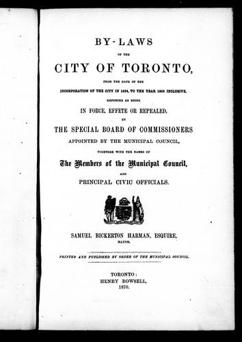 By-laws of the city of Toronto