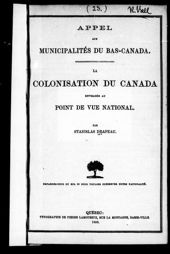La colonisation du Canada envisagée au point de vue national