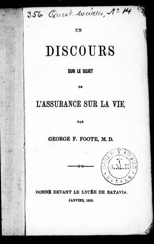Un discours sur le sujet de l'assurance sur la vie