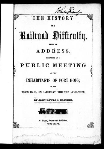 The history of a railroad difficulty