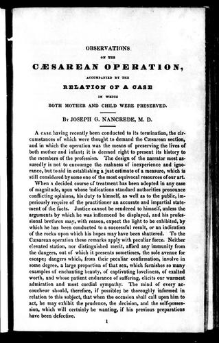 Observations on the Caesarean Operation, Accompanied by the Relation of a Case in Which Both Mother and Child Were Preserved