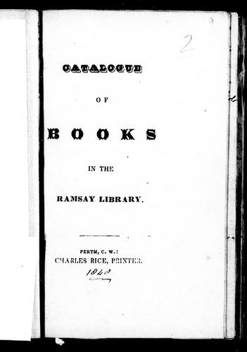 Catalogue of books in the Ramsay Library