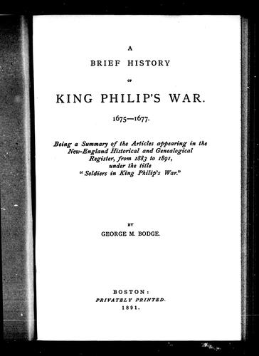 A brief history of King Philip's War, 1675-1677