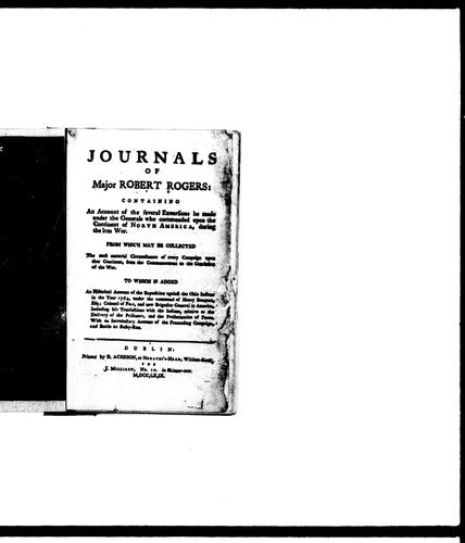 Journals of Major Robert Rogers