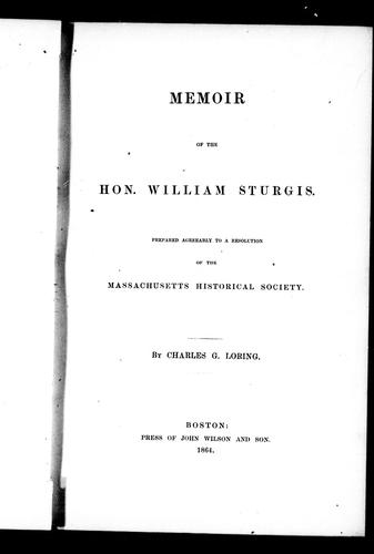 Memoir of the Hon. William Sturgis