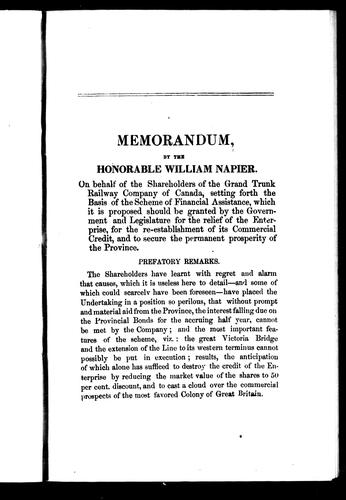 Memorandum on behalf of the shareholders of the Grand Trunk Railway Company of Canada