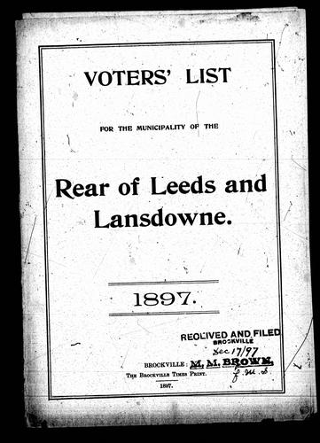 Voters' List for the Municipality of the Rear of Leeds and Lansdowne, 1897