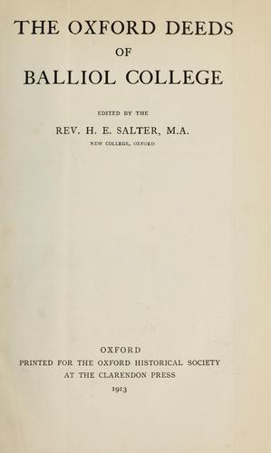 The Oxford Deeds of Balliol College