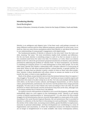 Youth, Identity, and Digital Media