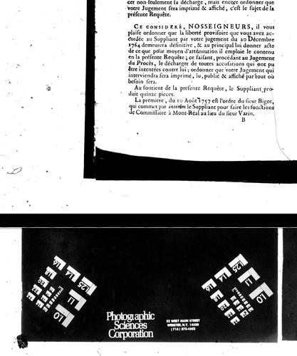 A nosseigneurs les commissaires etablis par arrêt du Conseil pour juger en dernier ressort l'affaire du Canada