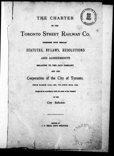 The Charter of the Toronto Street Railway Co.