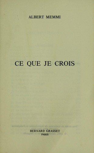 Ce que je crois
