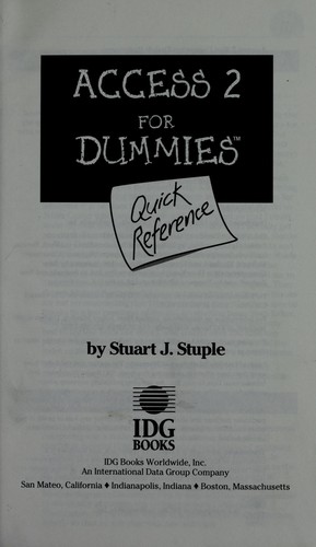 Access 2 for Dummies