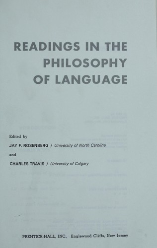 Readings in the Philosophy of Language