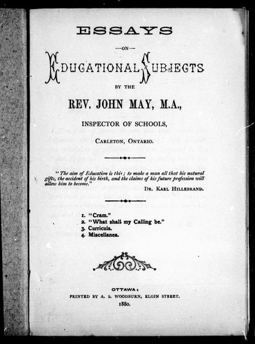 Essays on educational subjects
