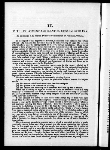 On the Treatment and Planting of Salmonoid Fry